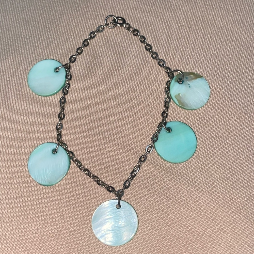 Aqua blue shells bracelet